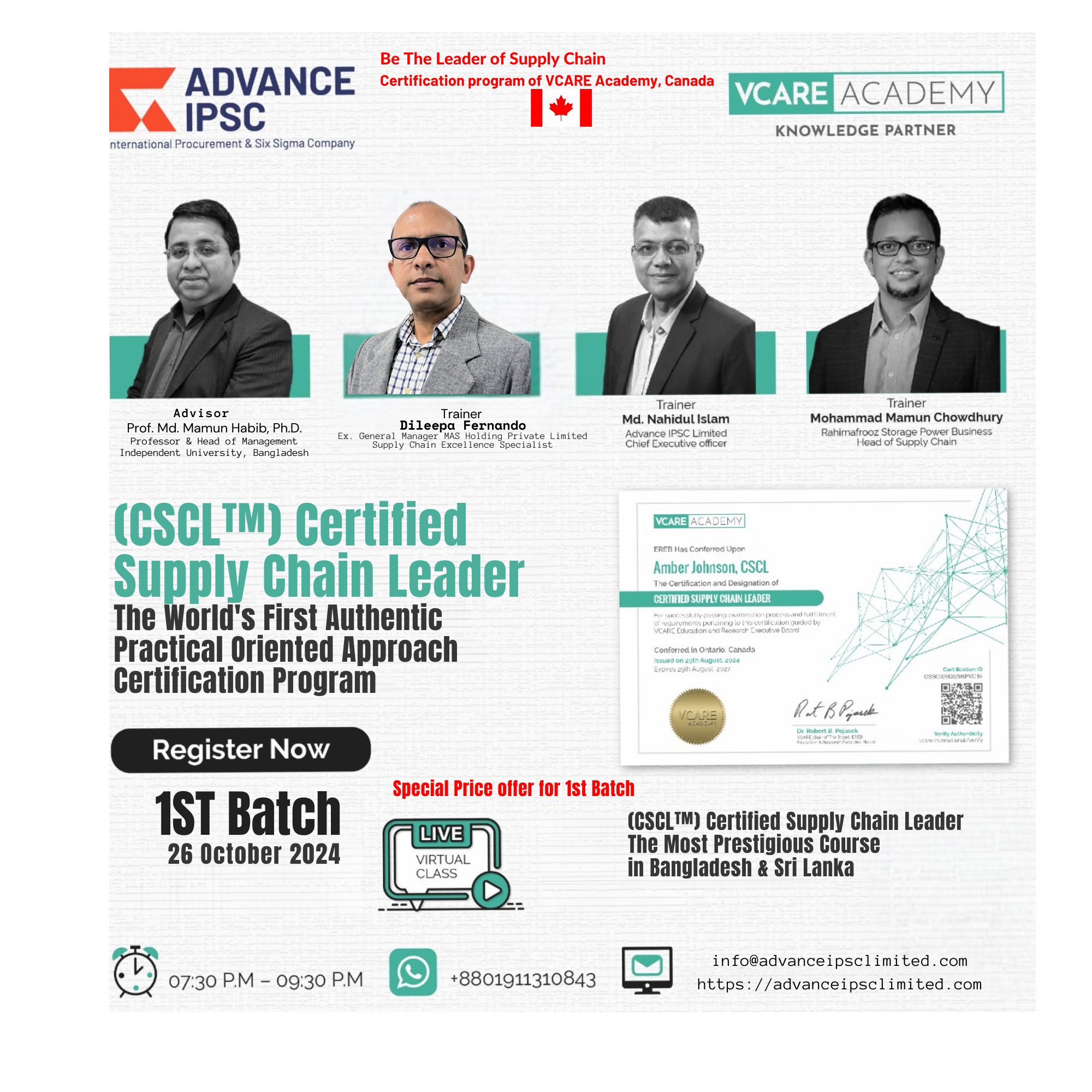 Certified Supply Chain Leader (CSCL) - The World's First Authentic Practical Orientation Approach Certification Program